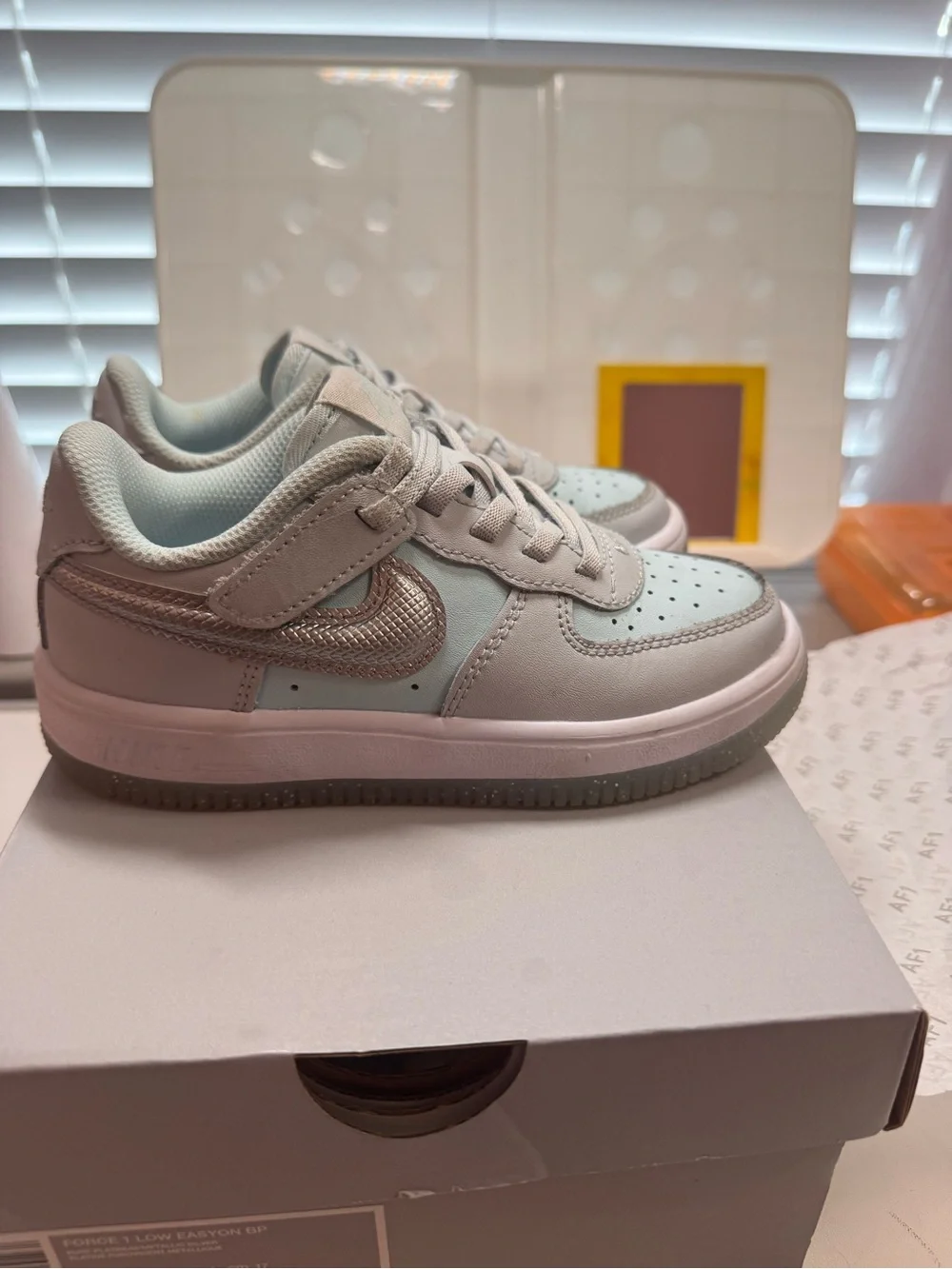 Nike AF1 Low-Top Sneakers in Mint Green and Light Gray